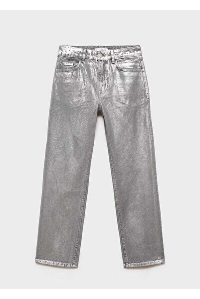 MANGO Woman Folyo Düz Jean Pantolon