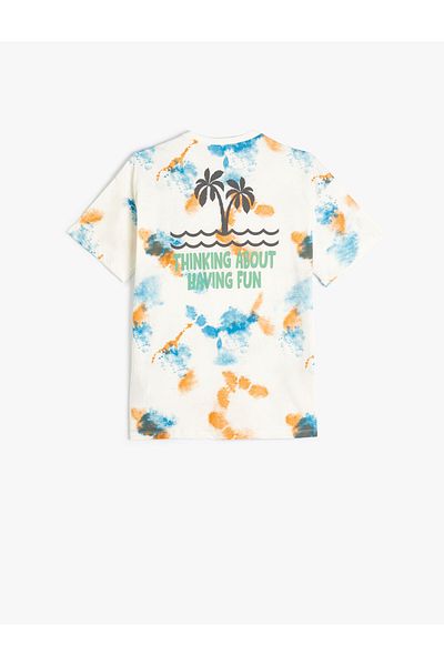 Koton T-Shirt mit Palmen-Print und Batikmuster, kurzärmelig, Baumwolle