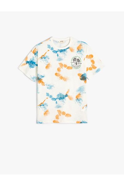Koton T-Shirt mit Palmen-Print und Batikmuster, kurzärmelig, Baumwolle