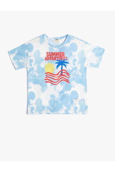 Koton T-Shirt Tie-Dye Pattern με εμπριμέ κοντό μανίκι λαιμόκοψη