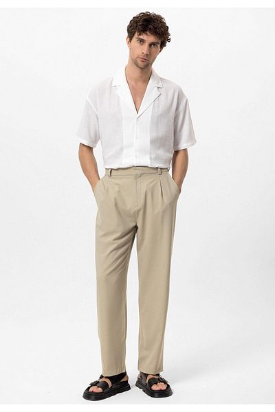 Antioch Beige High Waist Baggy Men's Pants