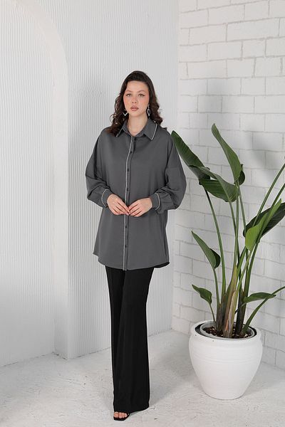 Melike Tatar Anthracite Stone Detailed Shirt - 32-2057-9
