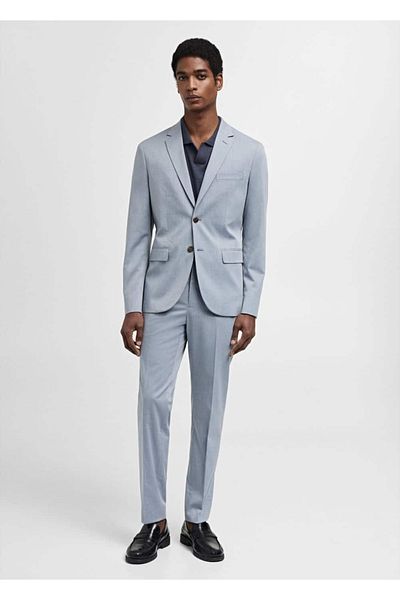 MANGO Man Μπουφάν Super Slim Fit Blazer από Stretch ύφασμα