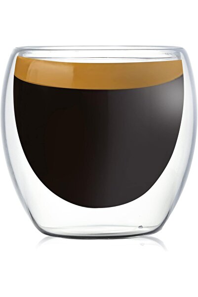 MIBRU كوب قهوة زجاجي مفرغ من الهواء سعة 80 مل