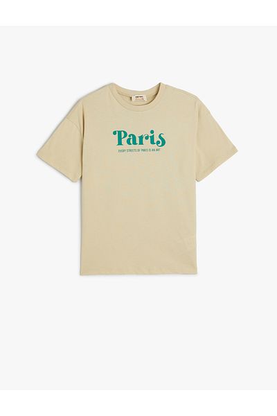 Koton T-Shirt Paris Themed Back Βαμβακερό με κοντό μανίκι λαιμόκοψη