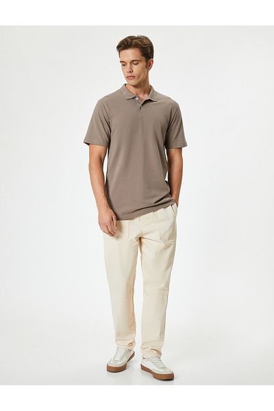 Koton Bavlněné tričko Polo Neck Slim Fit - Krátký rukáv