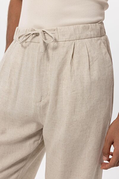 Antioch Taş Bel Bağlamalı Keten Karışımlı Baggy Erkek Pantolon