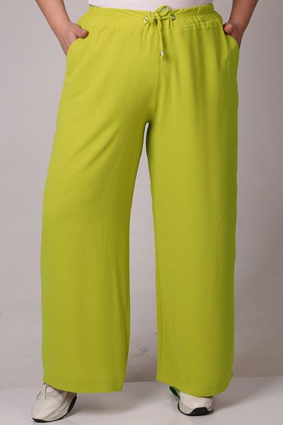 Eslina 39004 Large Size Wide Leg Burberry Trousers-Green