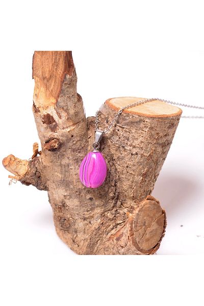 Taş Sandığı Pink Agate Stone Necklace - Steel Material (No Flaw)
