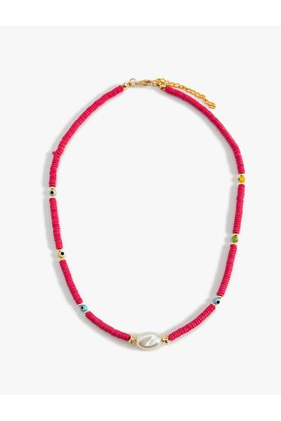 Koton Pearl Detailed Evil Eye Beaded Necklace