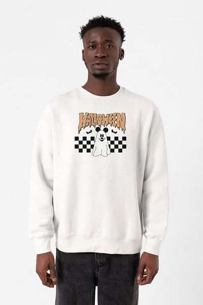 Tshirthane Ανδρικό φούτερ Halloween Mickey Ghost White 2ip