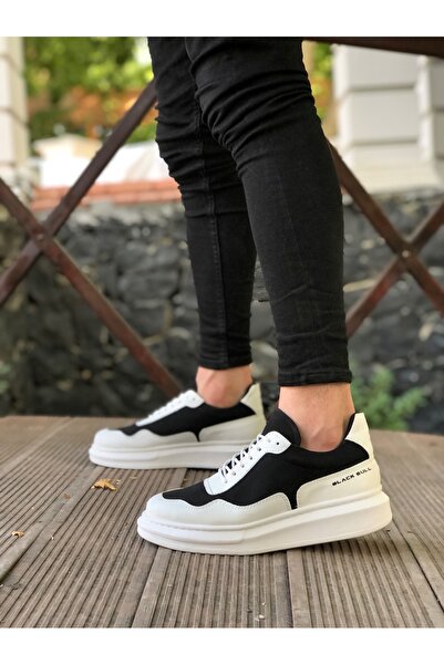 BOA BA0238 BOA Yüksek Taban Beyaz Siyah Bağcıklı Erkek Ayakkabı