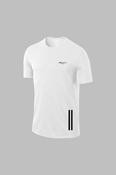 POSEIDON STORM Ανδρικό μπλουζάκι μεγάλου μεγέθους, λευκό Dri-Fit με στρογγυλή λαιμόκοψη, άνετο για περπάτημα (4XL-10XL)