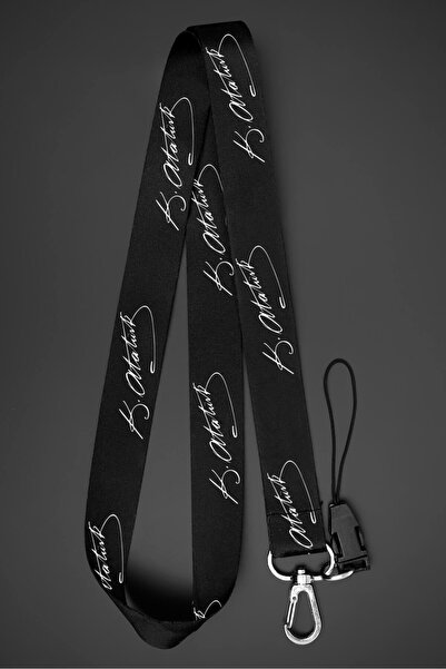 Apptakı Mustafa Kemal Atatürk İmzası Yaka Kartı Boyun İpi Telefon Askısı - AS...