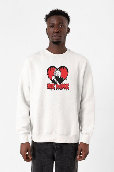 Tshirthane Be Mine Michael Myer Λευκό ανδρικό φούτερ 2 κορδονιών