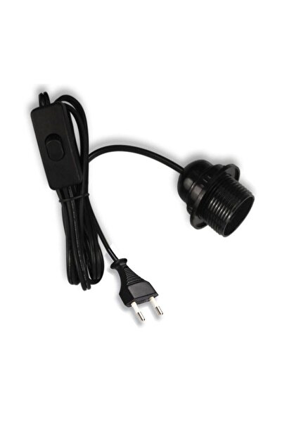 Örgün Aydınlatma Arapuarlı Aç Kapa Anahtarlı Fişli Kablo Duy 2 Metre Siyah 1656