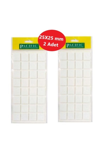 Adilon Pasific Zemin Koruyucu 25x25 Mm Parlak Beyaz EVA Keçe, Ses Ve Çizik Önleyici Mobilya Keçesi 2 Adet