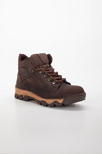 Mehmet Baran Men's Genuine Grayzer Leather Trekking Rubber Sole Boots