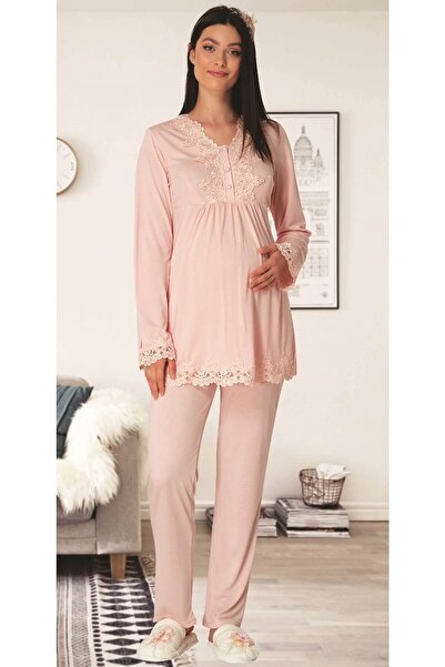 By Mecit Pijama Carpediem L.r. Pudra 1501 Hamile Lohusa Pijama Takımı