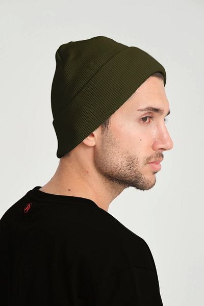 robanu Unisex Khaki Knitted Basic Beanie