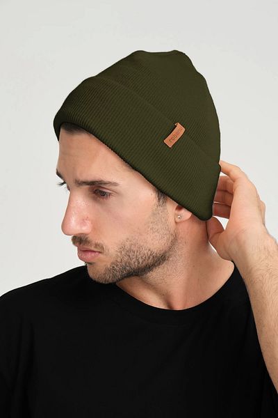 robanu Unisex Khaki Knitted Basic Beanie