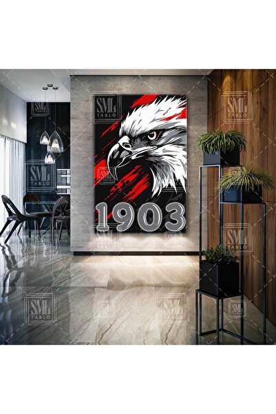 SML TABLO Kara Kartal Kafası 1903 Beşik Taş Eagle Head Futbol Dikey Kanvas Tablo
