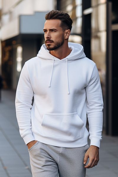 SadeRenk Unisex White Hooded Sweatshirt