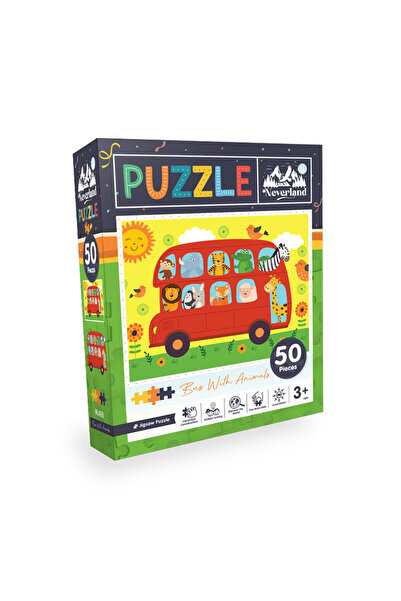 Neverland 50 Pieces Jigsaw Puzzle - Bus With Animals (Hayvanlarla Otobüs)