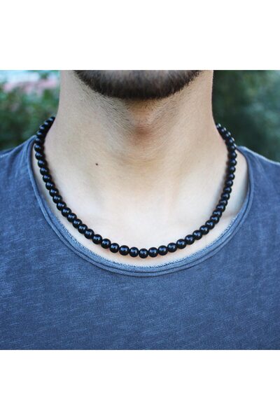 tesbihpasaji Yetişkin Küre Taneli Orijinal Oltu Taşı Kolye