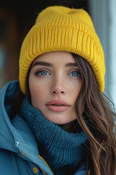 SadeRenk Unisex Sarı Bere