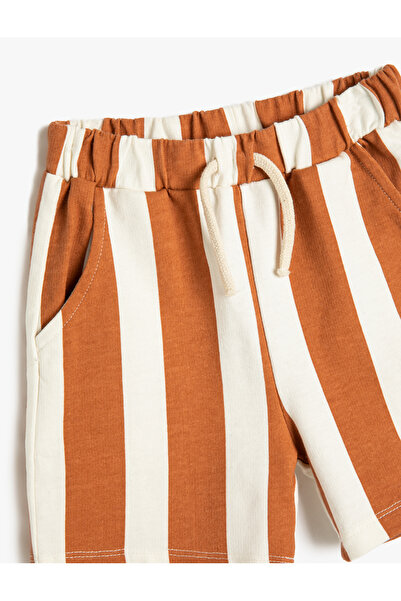 Koton Šortky s pruhovanou bavlněnou zavazovací kapsou v pase