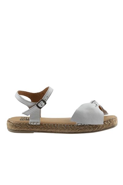 Bueno Shoes Sandale espadrille din piele albă de damă - 01wu5206