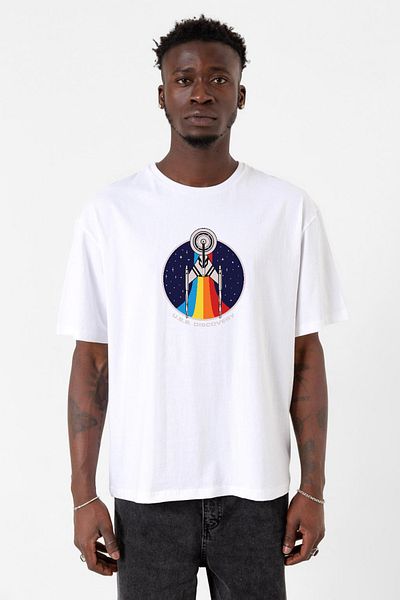 Tshirthane Ανδρικό μπλουζάκι Star Trek Discovery Retro Ship White Oversize