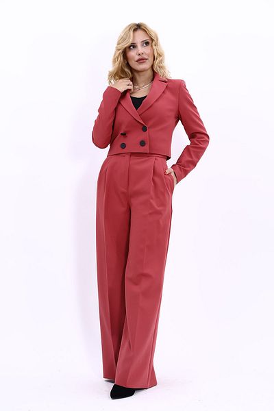 ÖNDER ÖZSOY Mini Blazer Jacket & High Waist Pleated Wide Leg Trousers Set-tile