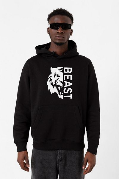 Tshirthane Мъжки суитшърт с качулка Mr Beast Half Face, черен, 3ip