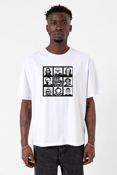 Tshirthane Ανδρικό μπλουζάκι υπερμεγέθη The Psycho Bunch White