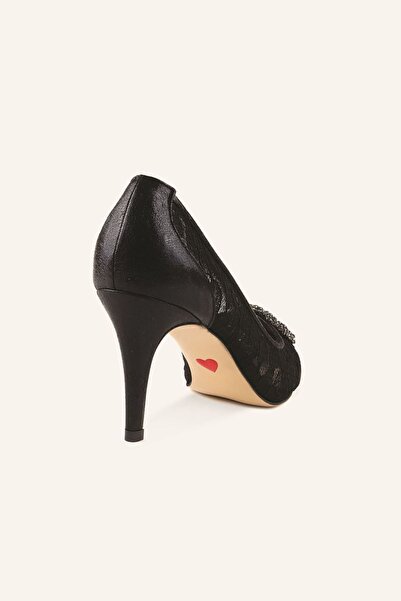 MARCATELLI Black Lace Buckle Heeled Shoes