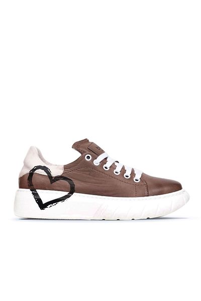 BUENO Pantofi sport de damă din piele gri - 01wr4802