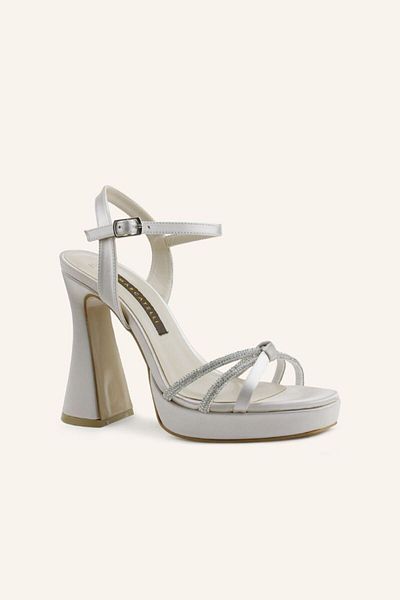 MARCATELLI Champagne Satin Santio Platform Heeled Shoes