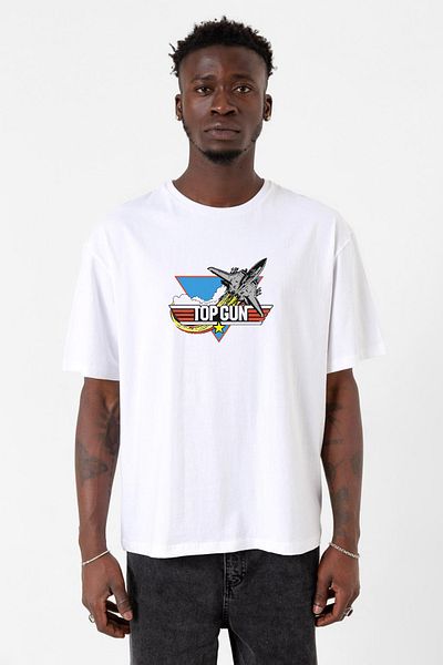 Tshirthane Ανδρικό μπλουζάκι Top Gun Vintage Jet Stars Λευκό Oversize