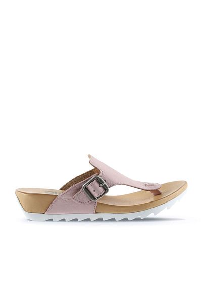 Bueno Shoes Γυναικείες σαγιονάρες ροζ δερμάτινες παντόφλες - 01we0604