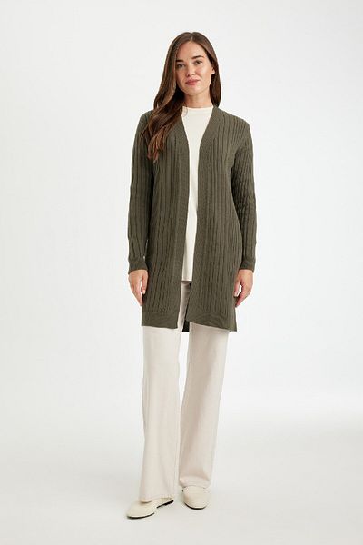 DeFacto Regular Fit Basic Plain Knitwear Tunic Cardigan D3712Ax24Au