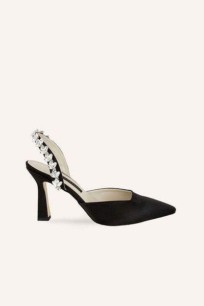 MARCATELLI Black Satin Nova Thick Heeled Shoes