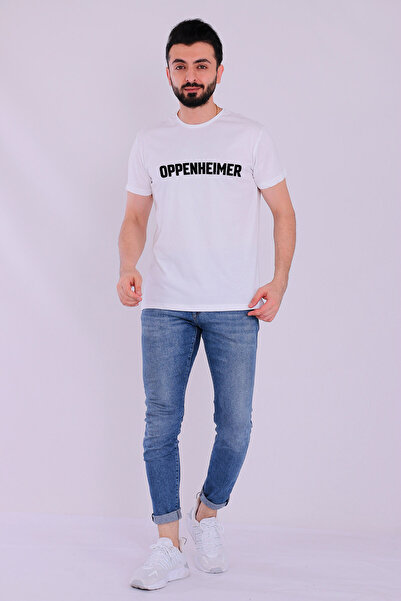 Tshirthane Oppenheimer Письмовий Білий Короткий Рукав Чоловічий Футболка