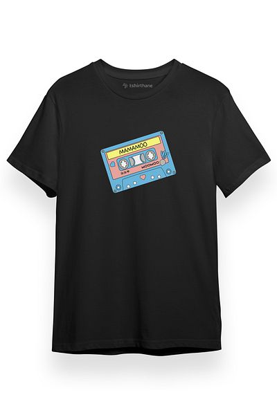 Tshirthane Μαύρο ρετρό κασέτα ανδρικό μπλουζάκι - κοντομάνικο Mamamoo