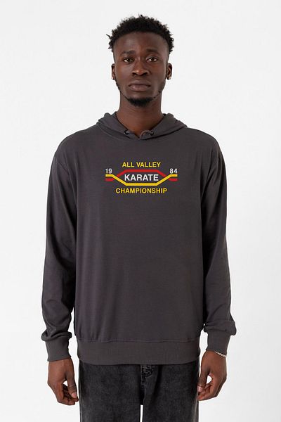 Tshirthane Πρωτάθλημα καράτε Cobra Kai All Valley 1984 Καπνιστή ανδρική κουκούλα 2 σχοινιών