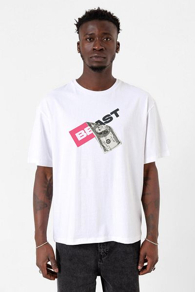 Tshirthane Ανδρικό μπλουζάκι Mr Beast Dollar Bill White Oversize
