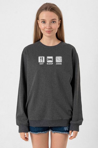 Tshirthane Eat Sleep Anime Smoked Women's 2ip Sweatshirt
