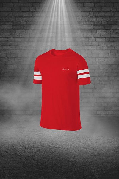 POSEIDON STORM تي شيرت رجالي مقاس كبير من قماش Dri-fit باللون الأحمر غير المطبوع برقبة دائرية وأكمام قصيرة، مجموعة سراويل قصيرة من الأسفل (