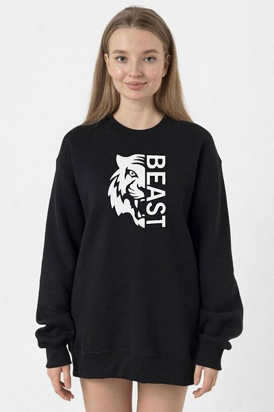 Tshirthane Mr Beast Half Face Black Women's 2ip Sweatshirt